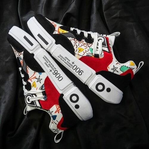 PU Leather Shoes Sport Male Sports Shoes Men Sneakers Men 2020 Autumn Hot Sale Men Running Shoes High Quality Black Red GMB-0493