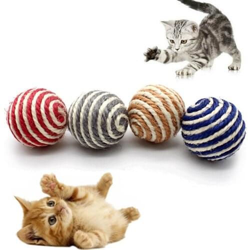 Pet cat ball game interactive toys, colorful creative sisal ball pet gifts, funny cat ball cleaning teeth cat scratch toys