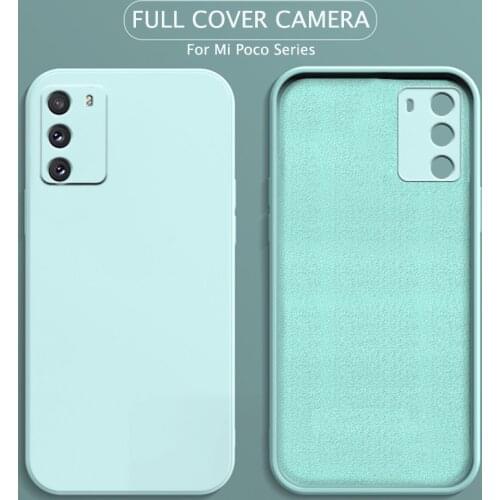 New Cube Silicone Phone Case For Xiaomi Poco M3 Global Matte Square Camera Protective Fundas Soft Cover on Silicon Pocophone M3