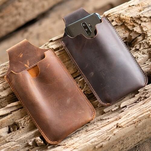 Genuine Leather Belt Clip Holster Case for 6.5 inch Mobile Phone Bag Protable Covers Shell Accessories Vertical Waist Pack