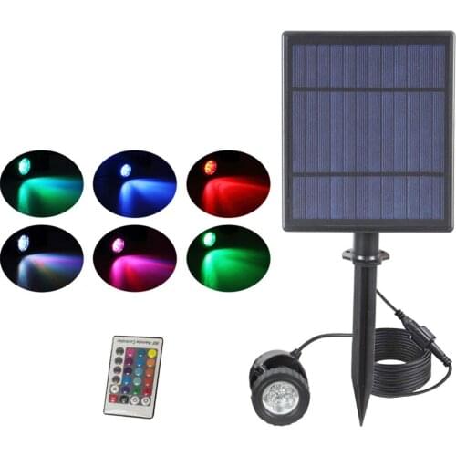 Outdoor Solar Waterproof Spotlight LED RGB Color Changing Lights Djustable Submersible Spotlights​ Lawn Pond Garden Decoration