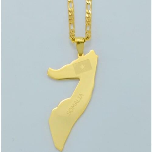 Map of Somalia Pendant Necklaces for Women Men Gold Color Country Maps Somalia Jewelry Gifts #J0077