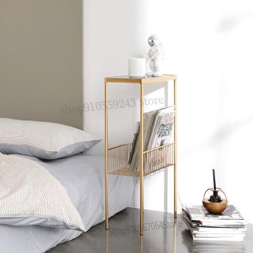 Scandinavian Bedside Table Shelf Crevice Magazine Rack Living Room Light Luxury Sofa Side Cabinet Very Narrow Side Several Stora