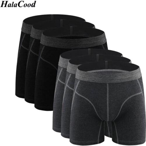 6Pcs/lot Brand Large Long Boxer Mens Underwear Cotton Man Big Short Breathable Solid Flexible Shorts Boxer Pure Color Underpants