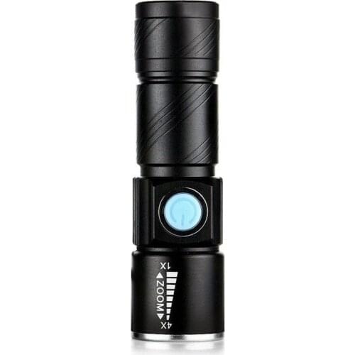 Ultra Bright Mini Small LED Flashlight Fashing Lamp Focusing Zoom Torch Bright Light USB Rechargeable Waterproof 3 Modes