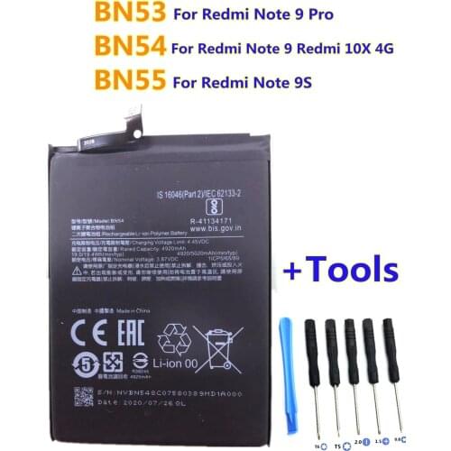 High quality New 5020mAh BN53 BN54 BN55 Replacement Battery For Xiaomi Redmi note 9 Pro 9S Mobile Phone