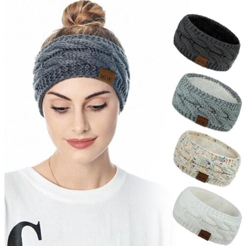 Women Warm Soft Plush Headband Woolen Yarn Knitted Headwear Hair Hoop Hairband
