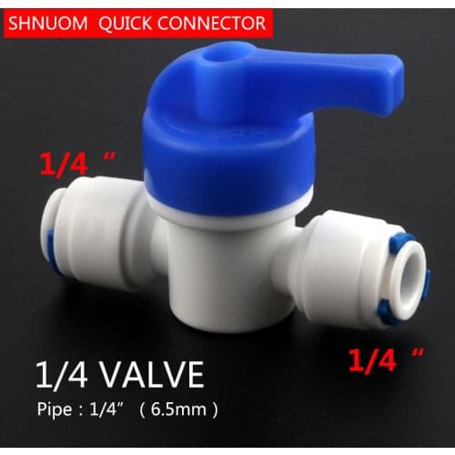 1/4" - 1/4" Inline RO Water Quick Ball Valve Backwash 6.5mm PE Pipe Fitting Switch Filter Water Reveser Osmosis Aquarium System