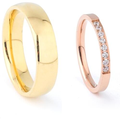 1 Pair 18k Rose Gold Plated CZ Eternity Wedding Rings Set For Men And Women Couple Ring Proposal Marriage Anniversary Gift