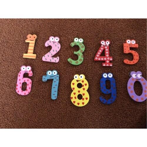 10pcs/set Kids Children Education Maths Toy Catoon Wooden Fridge Magnet 0-9 Numbers Set