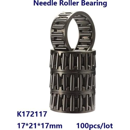 100pcs/lot K172117 K17X21X17 Radial Needle roller and cage assemblies 17*21*17mm Needle Roller Bearing 17×21×17mm