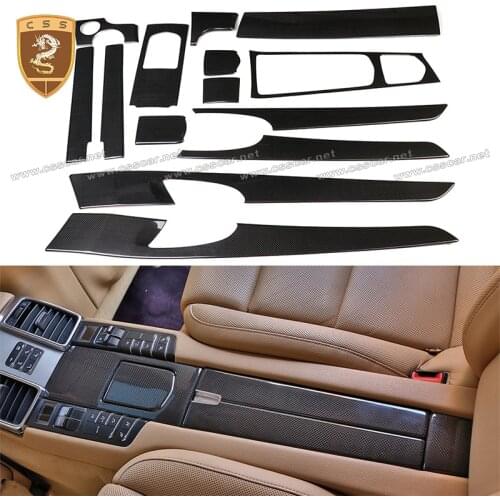 14 pcs/Set Carbon Fiber Interior Inner Door Handle Dashboard Trim Covers For Panamera 2010 2011 2012 2013 2014 15 16
