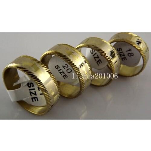 24 pcs lot Mixed Gold Tone Electroplated Stainless Steel Rings Fashion Jewelry Free Shipping