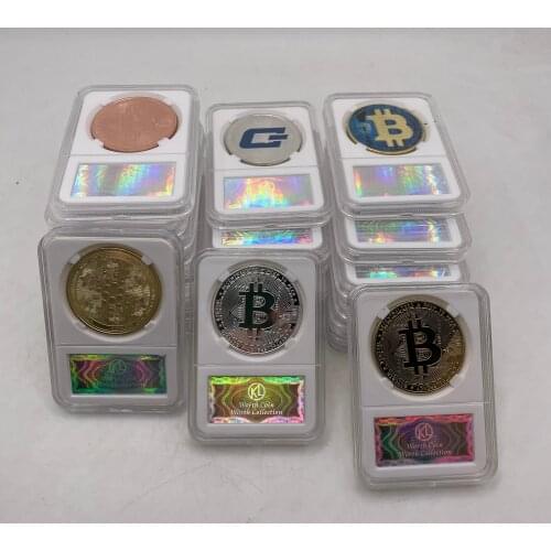 36 types Dogecoin/Bitcoin/ETH/Litecoin/Dash/Ripple/Monero/EOS Metal Physical Silver/Gold Ada Cardano Coin with Acrylic Case