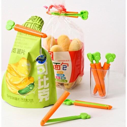 5 Pieces Plastic Sealing Clips Cute Carrot Shape Snack Food Bag Clips for Kitchen Travel