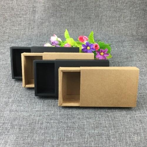 50PCS Retail Crafts Drawer Box Brown Kraft Drawer Boxes Paper Gift box Blank Packaging Cardboard Boxes For match/lighte/Crafts