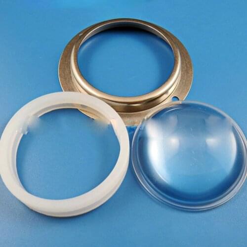 67mm Plano-convex Glass Lens + Waterproof Ring + Stainless Steel Fixing Frame 20W-100W Three-piece Lens Set