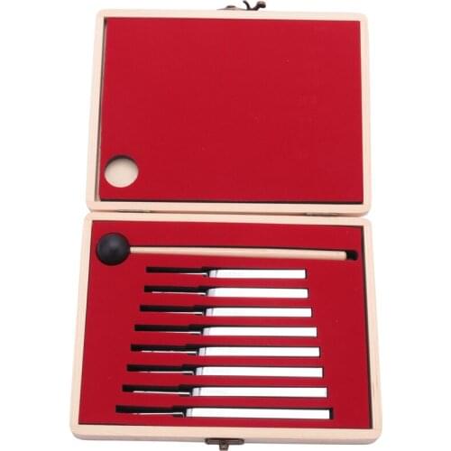 8Pcs 256-512HZ Steel Tuning Fork Set Health Physics Vibration Diagnostic + Mallet Vibration Therapy Tools
