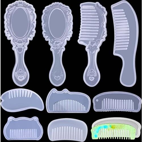 9 Different Styles Comb Mirror Silicone Mold DIY Hand Craft Epoxy Resin Jewelry Making Cosmetic Tools