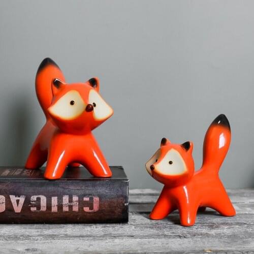 Home Decoration Accessories Creative Ceramic Fox Figurine Cute Rabbit Desktop Decoration Statue Home Decor Creative Gift