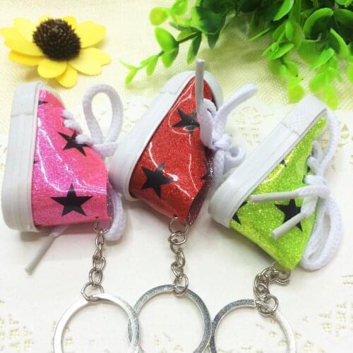 FREE SHIPPING BY DHL 200pcs/lot 2015 Mini Shoe Sneaker Keychains with Stars Sneaker Keyrings/Keyholders