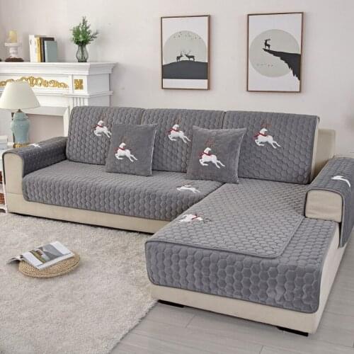 Cover Sofa Home Furniture Cover Thickened Short Plush Non-slip Sofa Cover Modern Simple Solid Color Cushion