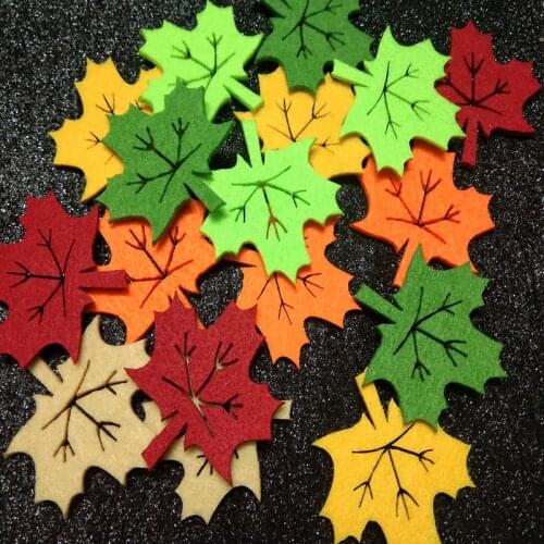 40pcs 6 Candy Colors Maple Leaf Felt DIY Decorative kindergarten leafs kids garden Patch applique leaves handmade non-woven hand
