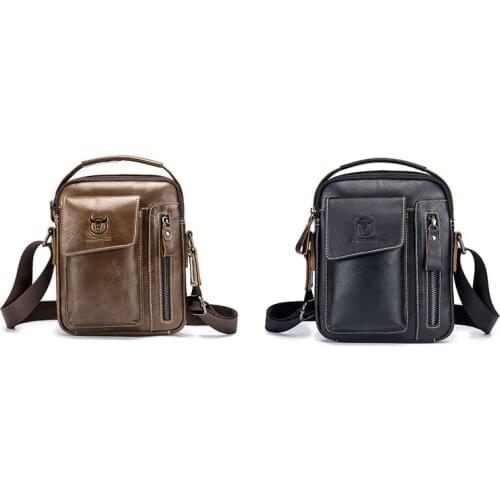 Bullcaptain Genuine Leather Business Messenger Bag Vintage Crossbody Bag For Men