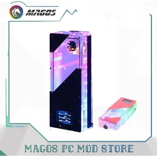 FREEZEMOD RGB Square AIO Warer Reservoir Res, Water Tank Combo.Intelligent Water Tank LCD Flowmeter DIY,MOD 5V/12V