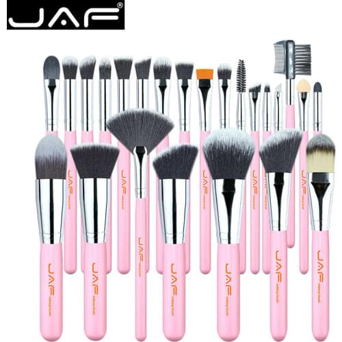 JAF 24 pcs Pink Makeup Brushes Supreme Soft Synthetic Hair Skin-friendly Professional Make Up Full Functions Brush Set J2420Y-P