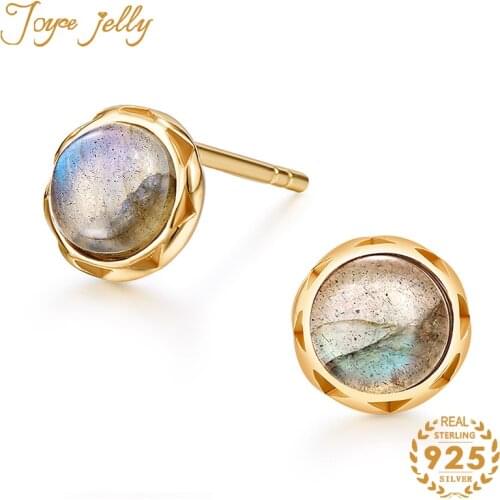 JoyceJelly Real 925 sterling silver Women Stud Earrings With round shape Gmestone Wedding Party Fine Jewelry Gifts Wholesale