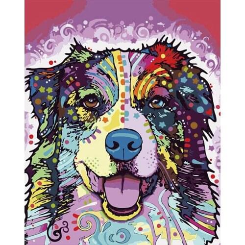 GATYZTORY Frame color Dog Animals DIY Painting By Numbers Wall Pictures For Living Room Modern Home Wall Art Kitchen Wall Decor