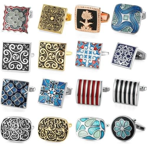 Classic French shirt Cufflinks Golden Silvery Blue red black enamel cuff button Wholesale of jewelry accessories for men gift