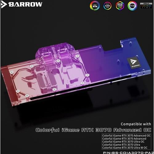Barrow GPU cooler PC Water Cooling video Water Block for Colorful 3070 Advanced OC Aurora LRC2.0 BS-COIA3070-PA2