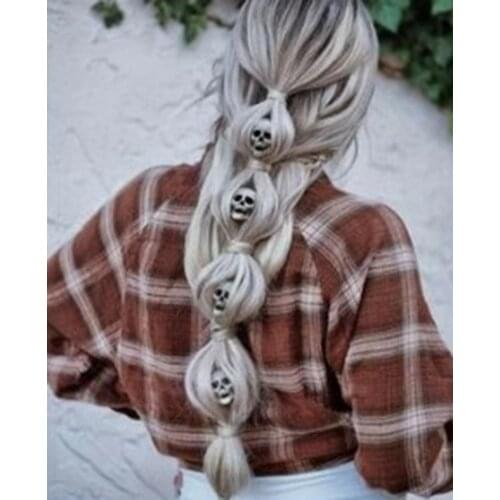 4PCS Small Skull metal Hair Braid Dread Dreadlock Beads Cuffs tube rings for Hair Styling Accessories Braiding Hair