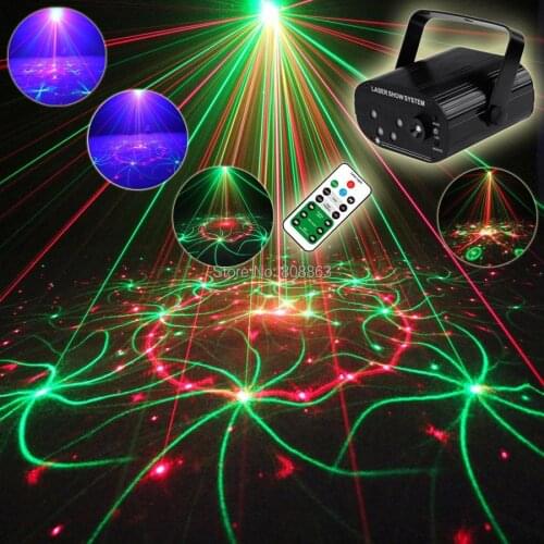 ESHINY Mini 5 LENS Double R&G Laser 96 Patterns Projector Remote Blue Led Bar DJ Dance Disco Party Effect Light Show T131D25