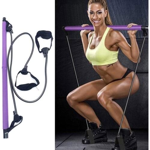 Multifuction Yoga Pull Strap Rally Bar Pilates Barre Fitness Workout Resistance Band Squat Training Fitness Equipment