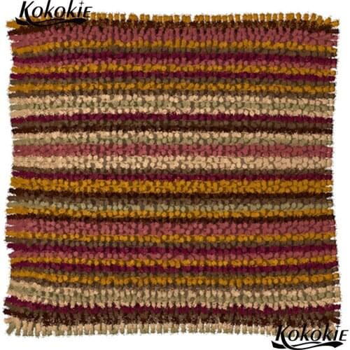 Cross stitch rug kit to stitch Crocheting Rug Yarn Patchwork Pillowcase latch hook rug embroidery yarn handicraft stripe carpet
