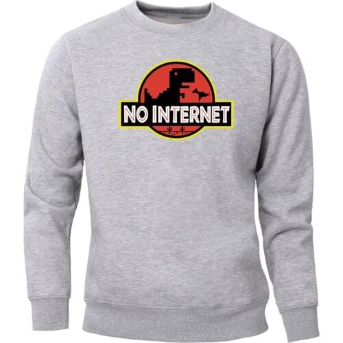 NO Internet Dinosaur Hoodies Sweatshirt Men Brand Crewneck Sweatshirts 2020 Jumper Fleece Warm Print Workout Black Sportswear
