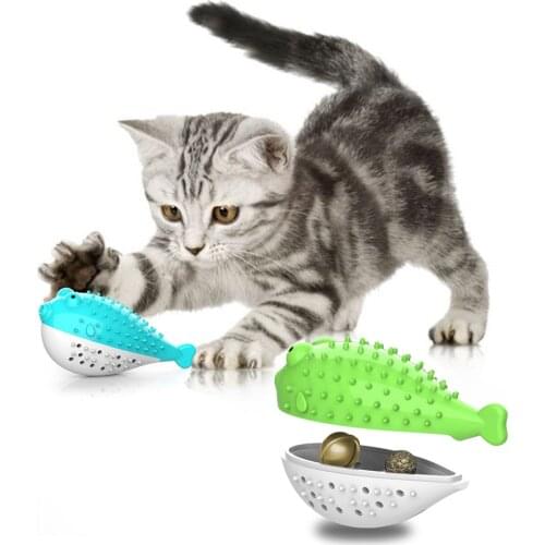 New Creative Pet Toothbrush Puffer Fish Multifunctional Cleaning Teeth Chewing Cat Toy Pet Supplies Cat Toothbrush