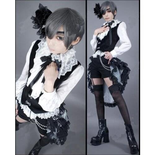 New Black Butler Kuroshitsuji Ciel Cosplay Costume Circus Black Uniform Outfit Halloween Adult Costumes for Women/Men Customized