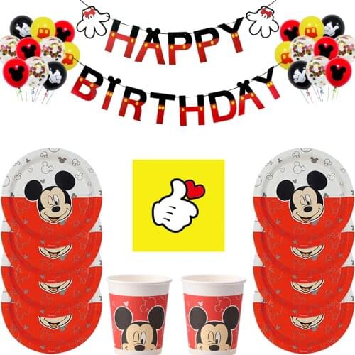 Disney Mickey Minnie birthday party disposable tableware tablecloth children birthday party decoration dinner set