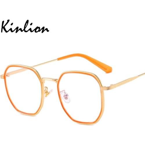 Kinlion Retro Metal Women Eyeglasses Frame Fashion Polygon Mens Glasses Frame Vintage Irregular Oversized Eye Glasses Frames