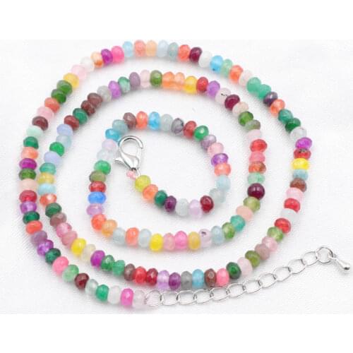 Trendy Multicolor Choker Necklace Women Natural Stone Jades Beads Collare Chain Necklaces 2x4mm Abacus Torque Jewelry 18" A814