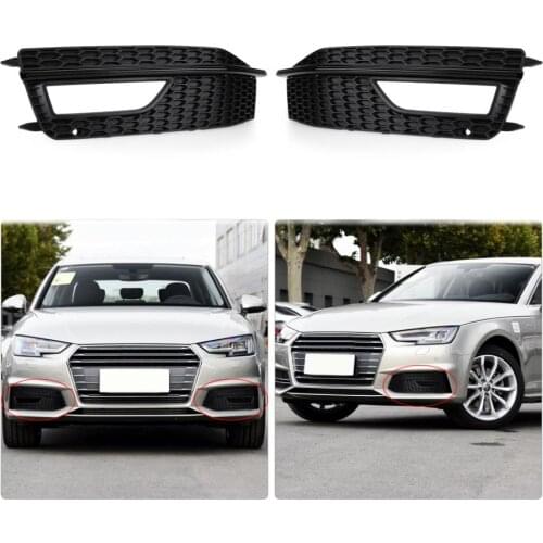 Pair of Front Lower Bumper Fog Light Cover Grill Grille for Audi A4 S-Line S4 13-15 Matte Black 2018 Car Accessories