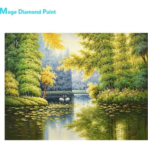 Park Forest Trees Rivers Diamond Painting Oil Scenic Round Full Drill Nouveaute DIY Mosaic Embroidery 5D Cross Stitch Home Decor