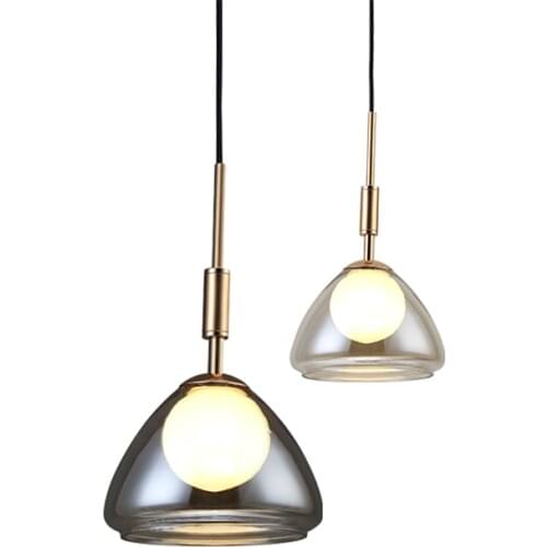 Nordic mirror smoke gray pendant lights bedroom bedside lamp modern living room cognac glass hanging lamps bar luxury lighting