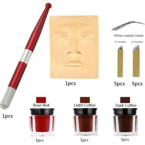 Professional 3D Permanent Eyebrow Tattoo Practice Set Microbladings Pen Tattoo Pigment Ink for Beginner