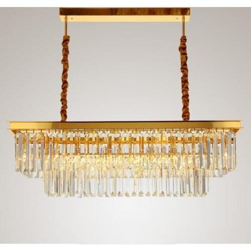 Rectangular gold chandelier dining room crystal chandeliers post modern designer lamps bar crystal lamp living room lamp led