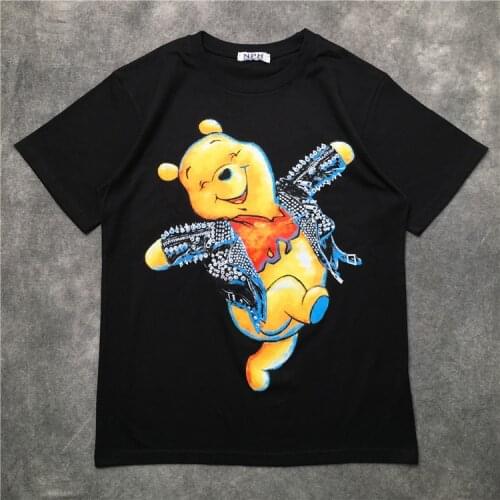 Luxury 2020 Men New Vogue Rivet Bear T Shirts T-Shirt Hip Hop Skateboard Street Cotton T-Shirts Tee Top kenye S-XXL #K53